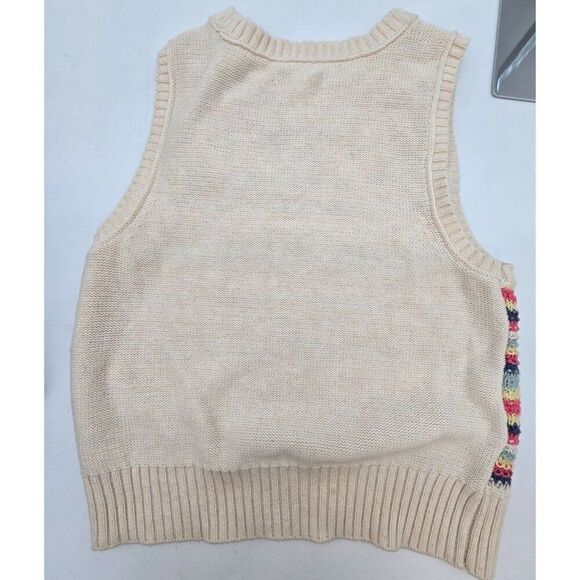 American Eagle Womens Crochet Floral Striped Sleeveless Sweater Vest SP/CH - Picture 5 of 7